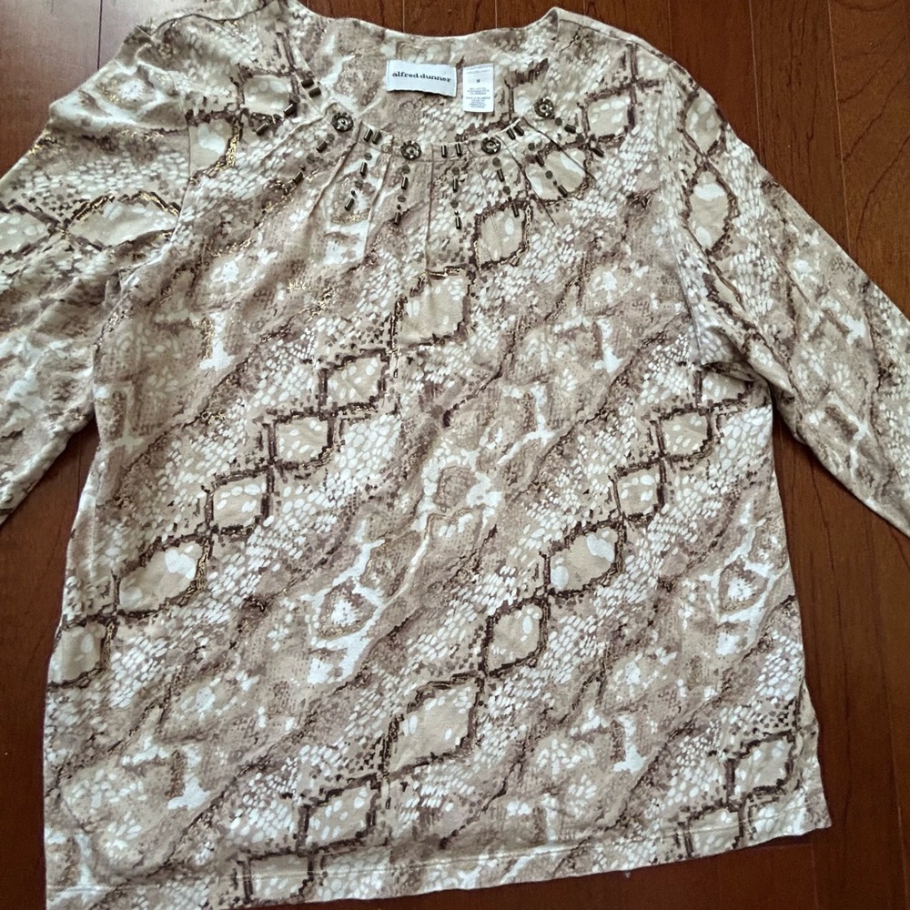 Alfred Dunner Beaded Python Print Top Cotton Blen… - image 3